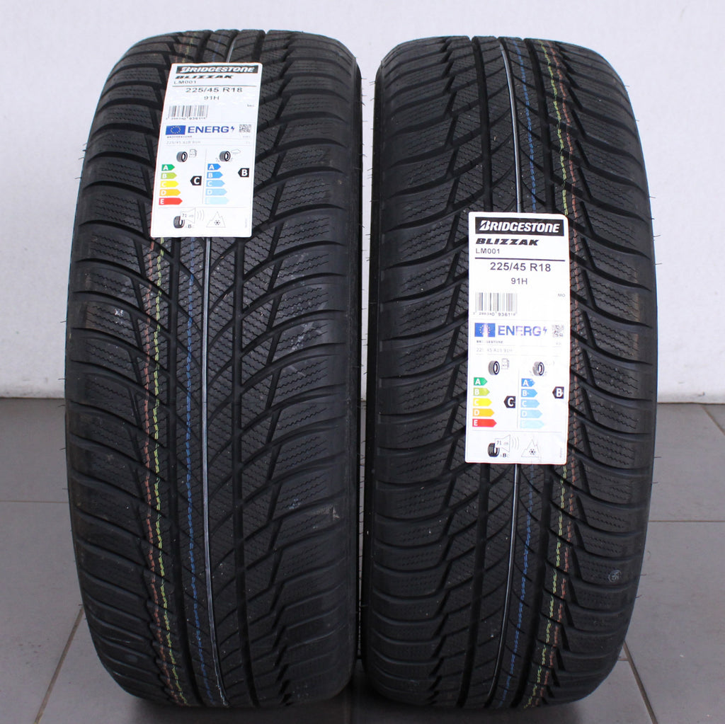 2 Stück Bridgestone Blizzak LM001 225 45 R18 91H M+S Winterreifen (c983d)
